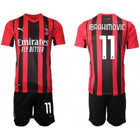 Camisolas de futebol AC Milan Zlatan Ibrahimovic 11 Criança Equipamento Principal 2021/22 Manga Curta
